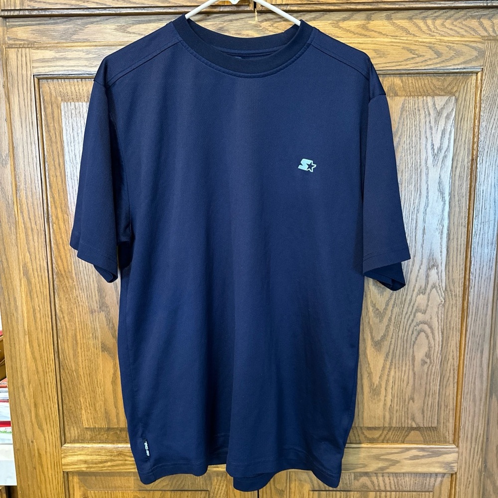 STARTER Blue Short Sleeve Tee Classic Crew Neck Dri-Star